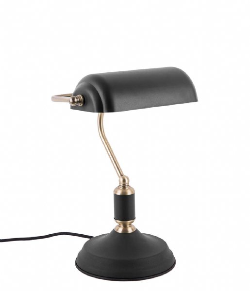 Leitmotiv Lampa stołowa Table lamp Bank iron black with antique gold plated (LM1890BK)