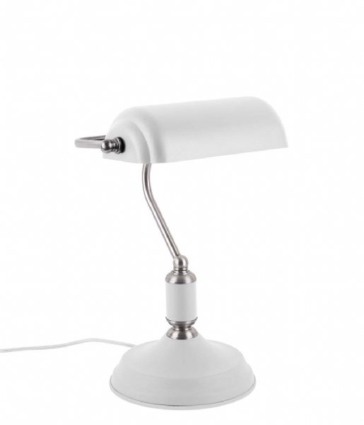 Leitmotiv Lampa stołowa Table lamp Bank iron white with satin nickel (LM1890WH)
