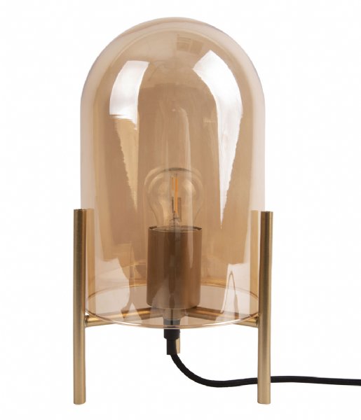 Leitmotiv Lampa stołowa Table lamp Glass Bell amber brown gold frame Gold (LM1979BR)