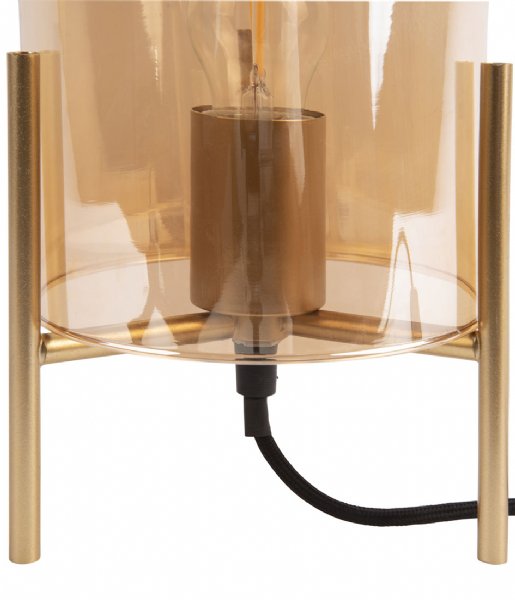 Leitmotiv Lampa stołowa Table lamp Glass Bell amber brown gold frame Gold (LM1979BR)
