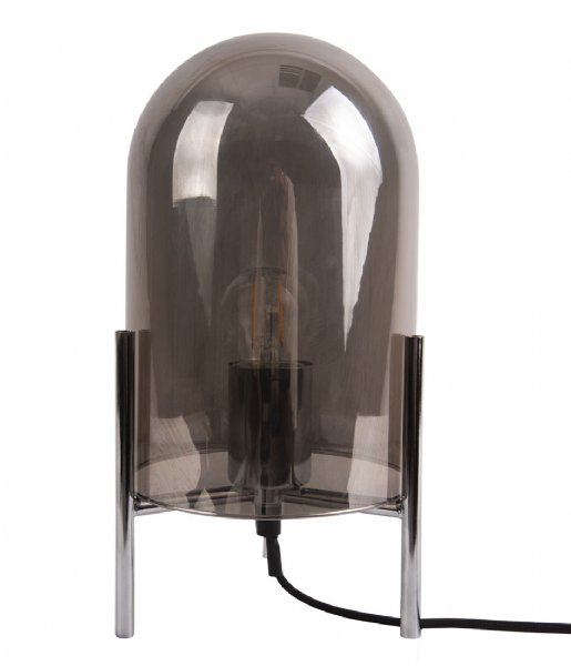 Leitmotiv Lampa stołowa Table lamp Glass Bell grey chrome frame Chrome (LM1979GY)