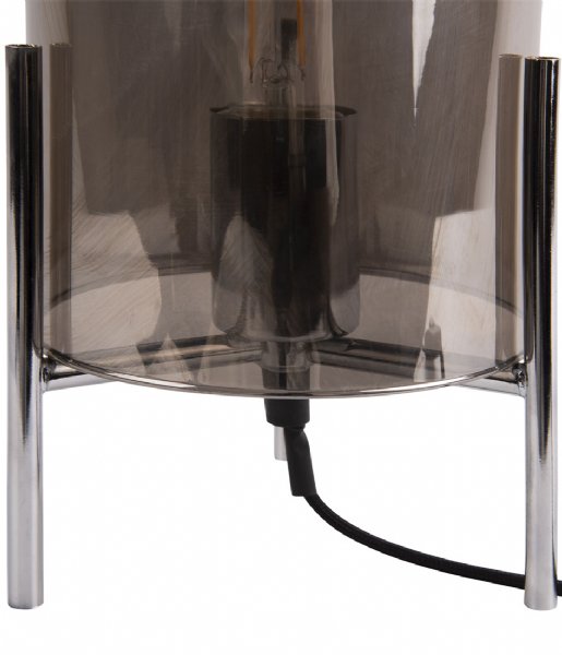 Leitmotiv Lampa stołowa Table lamp Glass Bell grey chrome frame Chrome (LM1979GY)