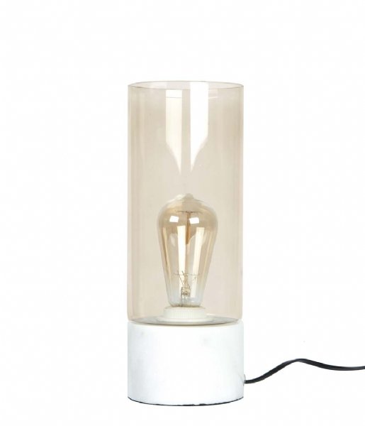 Leitmotiv Lampa stołowa Table lamp Lax marble base brown glass (LM1315)