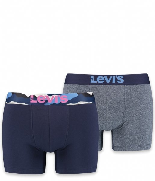 Levi's  Printed Waistband Boxer Brief 2P Navy Pink (001)