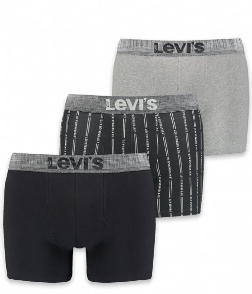 Levi's  Giftbox Stripes Logo Boxer Brief 3P Black Grey (001)