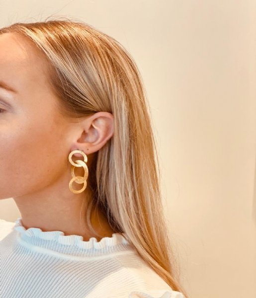LOTT Gioielli Oorbellen Classic EarringTriple Round Open Charms Satin Gold plated LOTT Gioielli Oorbellen Classic EarringTriple Round Open Charms Satin Gold plated