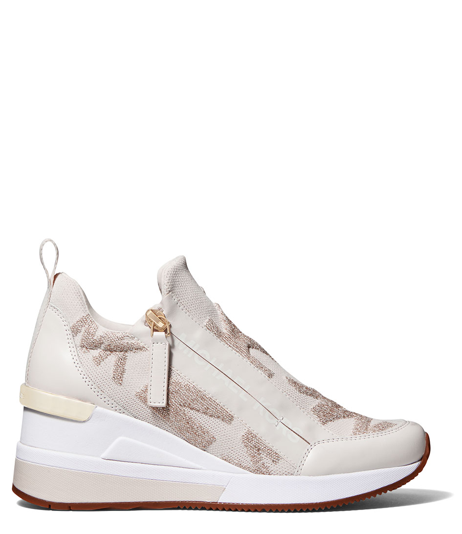 Michael Kors Sneakers Willis Wedge Trainer Pale Gold (740) | The Little  Green Bag