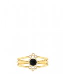 My Jewellery Ringen Triple Ring Dots Stone Black Goud my jewellery kopen in de aanbieding