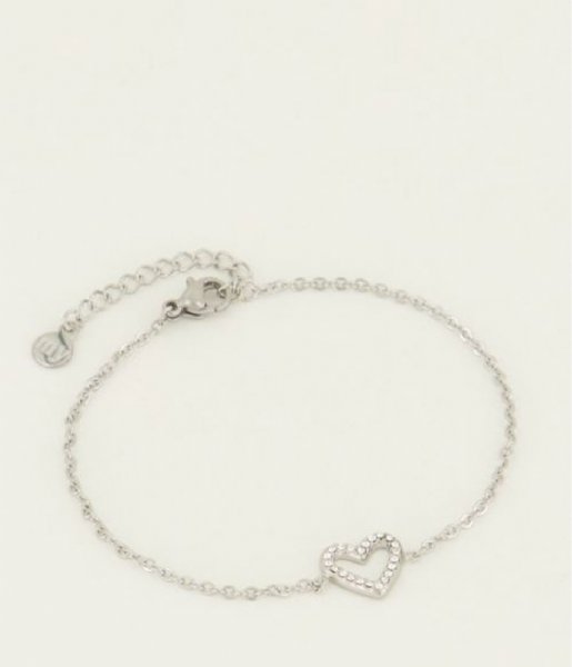 My Jewellery  Armband open hart steentjes Zilverkleurig (1500)