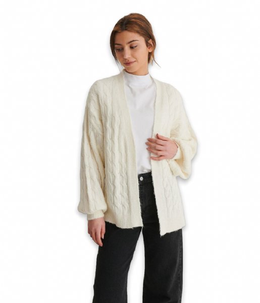 NA-KD  Cable Knitted Cardigan Off White
