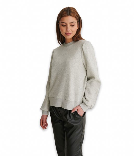 NA-KD  Puff Sleeve Sweater Grey Melange