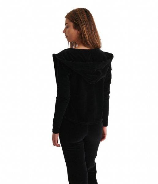 NA-KD  Velour Zip Up Sweater Black