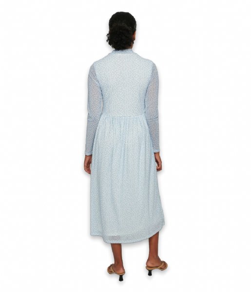 NA-KD  Recycled Long Sleeve Mesh Dress Light Blue White Floral