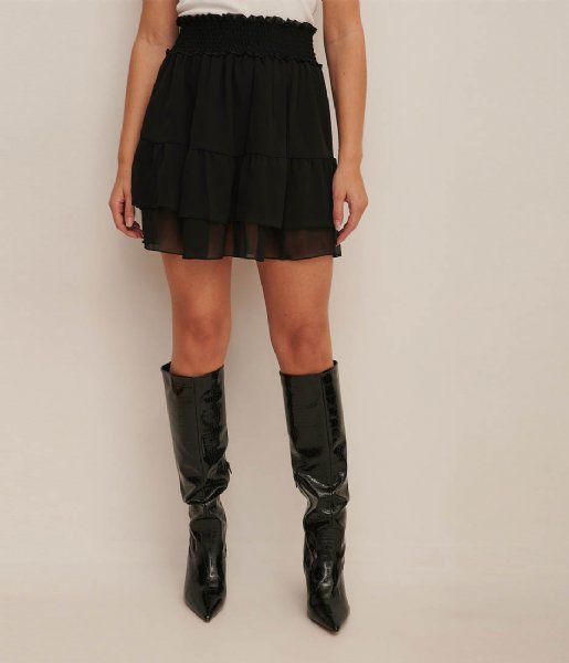 NA-KD  Smocked Mini Skirt Black (0002)
