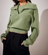 NA-KD Half Zip Layered Knitted Sweater Jade (5310)