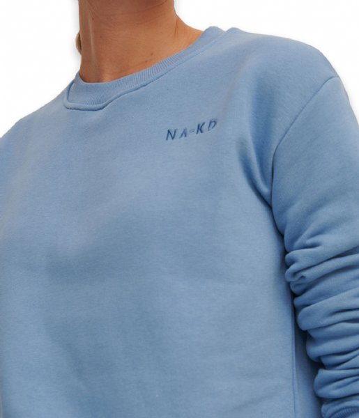 NA-KD  Organic Logo Basic Sweater Dusty Blue