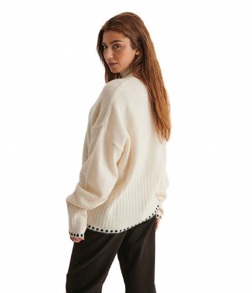 NA-KD  High Neck Knitted Sweater White