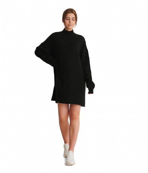 NA-KD Jurk High Knitted Mini Dress Black