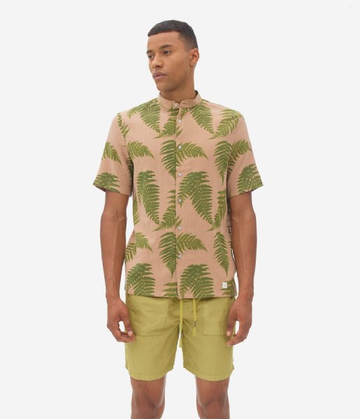 Nowadays Overhemd Shortsleeve Print Shirt Moss Green (756)