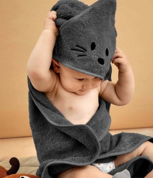 Nuuroo  Aki Hooded Baby Towel Asphalt