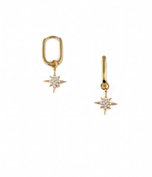 Orelia  Oval starbust Hoop earring Gold colored