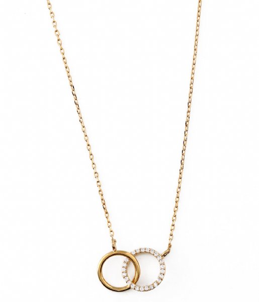 Orelia  Pave Interlocking Mini Ring Necklace Gold colored