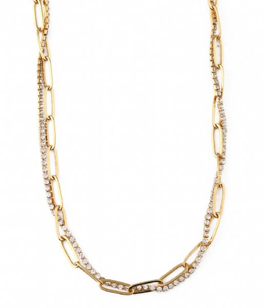 Orelia Ketting Link and Pave Necklace Gold colored