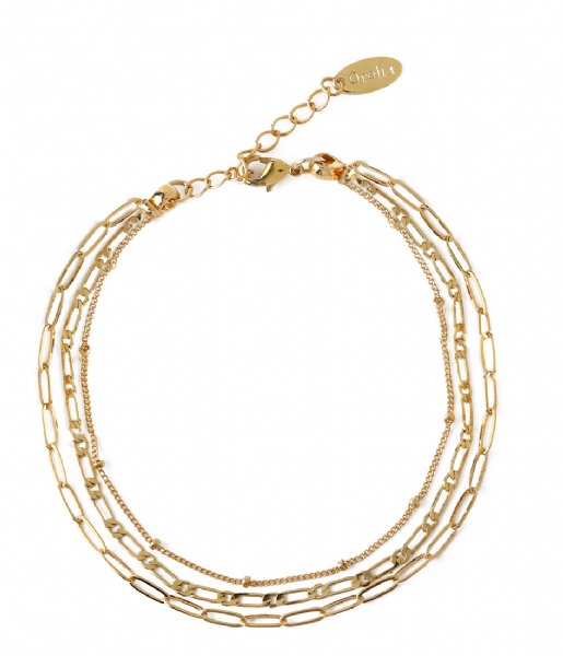 Orelia  Mixed Chain 3 Row Bracelet Gold plated