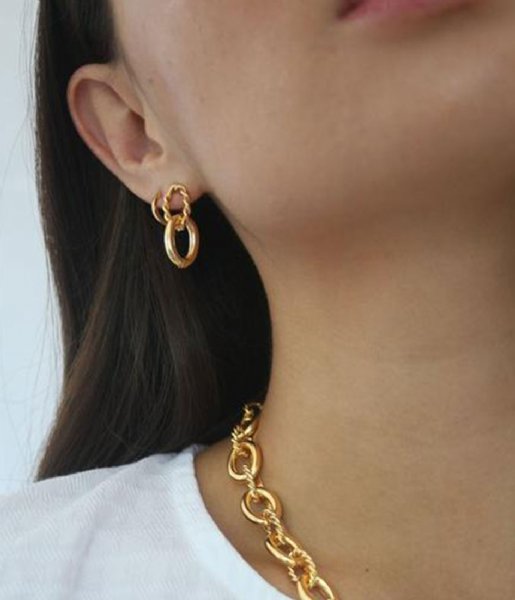 Orelia  Oval Rope Hoop Interlocking Earrings Gold plated