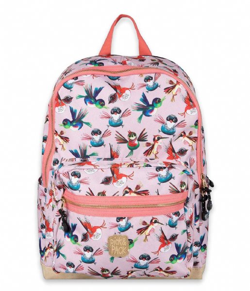 Pick & Pack  Birds Backpack L 15 Inch Soft pink