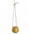 Present TimeHanging pot Skittle ceramic small Leather cord ochre yellow (PT2845YE)