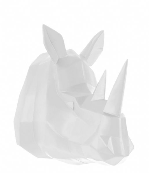 Present Time  Wall hanger Origami Rhino polyresin matt white White (PT3436WH)