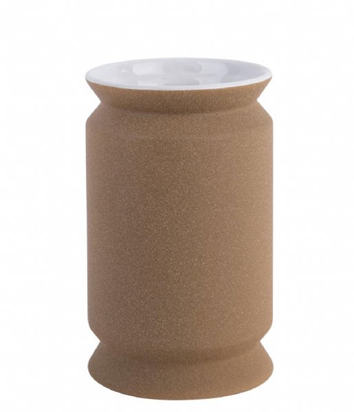 Present Time  Vase Cast double edged ceramic Cognac Brown (PT3477BR)