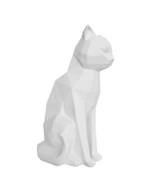 Present Time  Statue Origami Cat sitting polyresin matt white (PT3490WH)