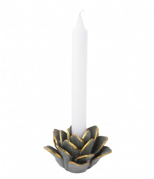Present Time  Candle holder Flower high porcelain  Grayed Jade (PT3509GR)