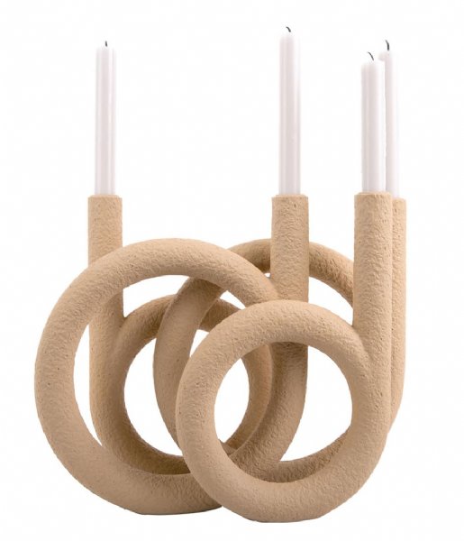 Present Time  Candle holder Rings polyresin Q4-20 Sand brown (PT3613SB)