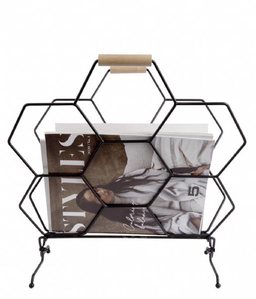 Present Time  Magazine rack Honeycomb Matt Black (PT3614BK)