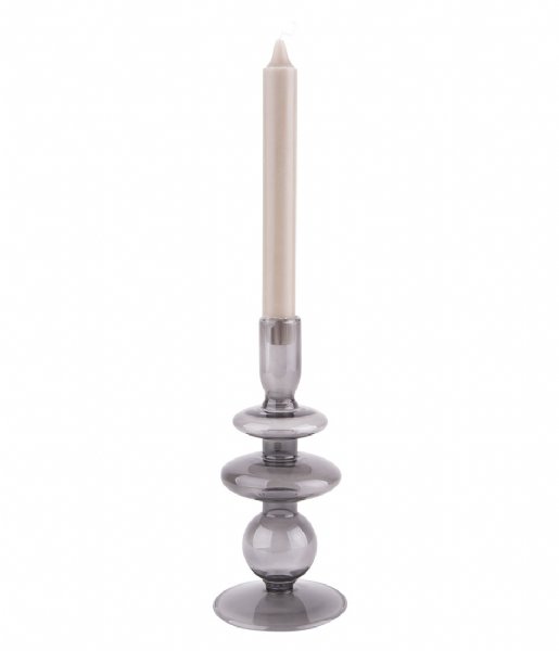 Present Time Świecznik Candle holder Glass Art rings medium Black (PT3635BK)