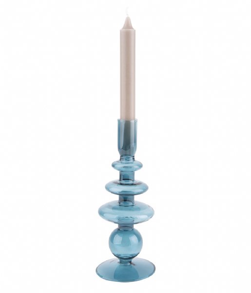 Present Time Świecznik Candle holder Glass Art rings large Dark Blue (PT3636DB)