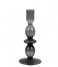 Present TimeCandle holder Glass Art bubbles Medium Black (PT3637BK)