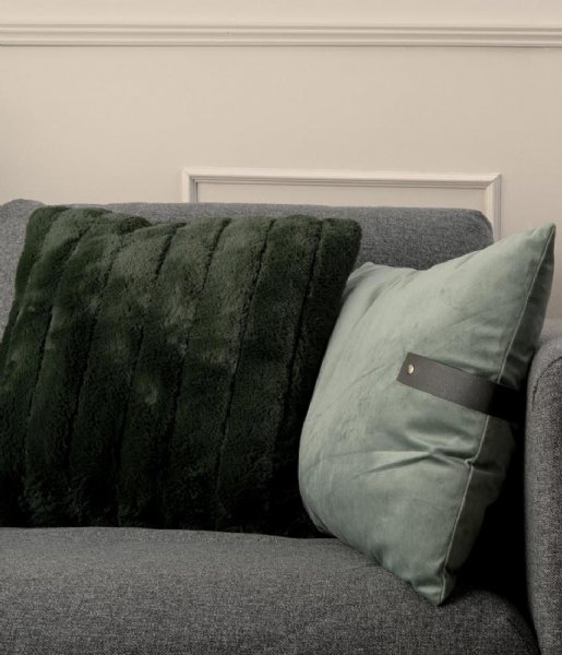 Present Time Poduszkę dekoracyjne Cushion Stitched Bars Faux Fur Green (PT3664)