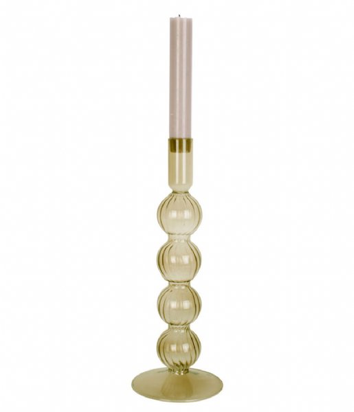 Present Time Świecznik Candle holder Swirl Bubbles glass large Moss Green (PT3728MG)