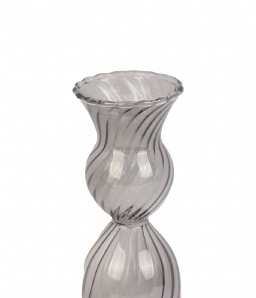 Present Time Świecznik Candle holder Swirl glass Black (PT3729BK)