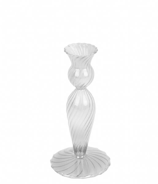 Present Time Świecznik Candle holder Swirl glass Clear (PT3729CL)
