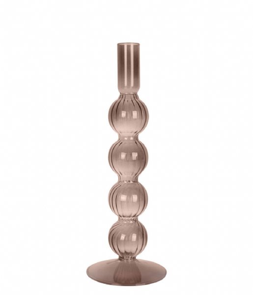 Present Time Świecznik Candle holder Swirl Bubbles glass large Choco Brown (PT3728BR)