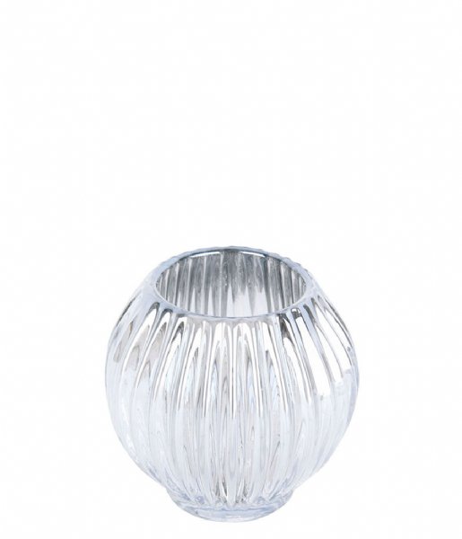 Present Time Świecznik Votive Sparkle lines glass round Silver (PT3765SI)