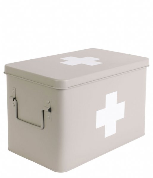Present Time  Medicine storage box large metal matt Warm Grey (PT3769WG)