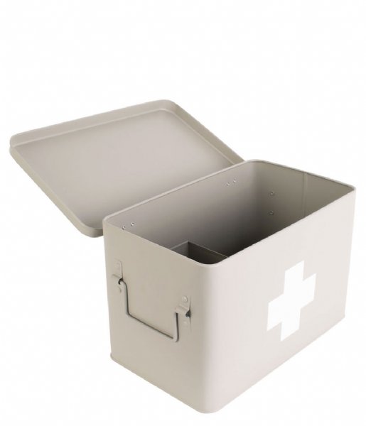 Present Time  Medicine storage box large metal matt Warm Grey (PT3769WG)