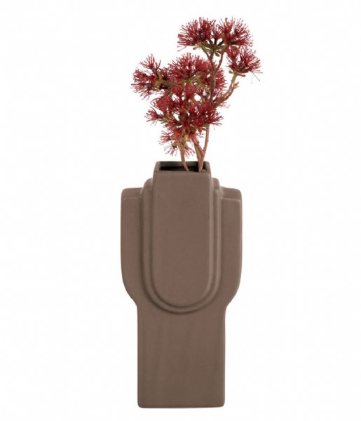 Present Time  Vase Layer Art ceramic rectangles Taupe Brown