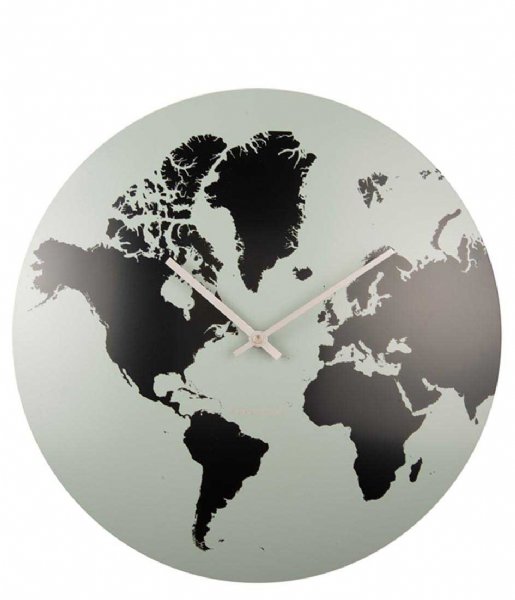Karlsson  Wall Clock World Map Metal Grayed Jade (KA5889GR)
